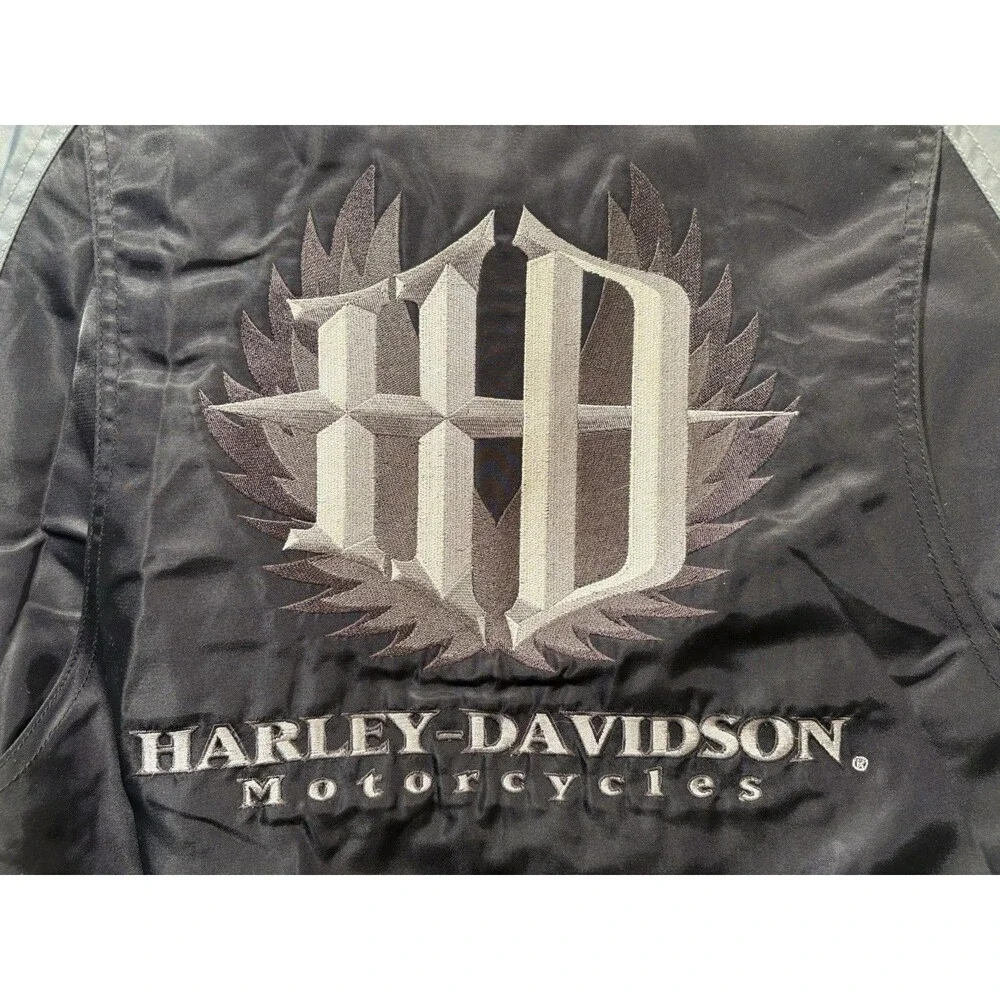 Harley-Davidson Bomber Varsity Jacket Insulated Black Gray Nylon Motorcycle XS